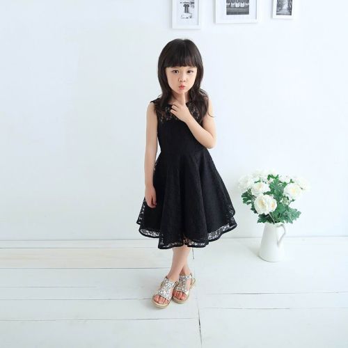 Black Party Dress, Pattern : Floral Pattern On The Neck