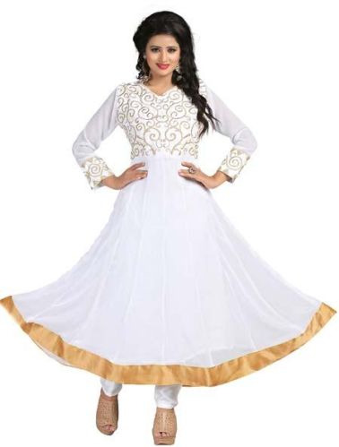 Indiana Fashion Georgette Dress Material, Color : White
