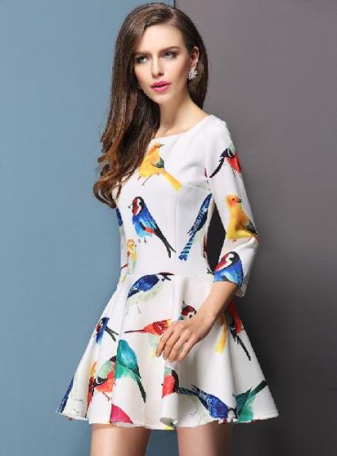 Chiffon Printed One Piece Dress, Size : L, M, XL
