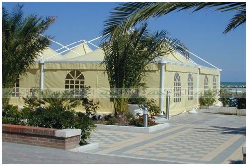 SprechIndia Fabric PVC Resort Tent, Color : Green, Blue, White Etc