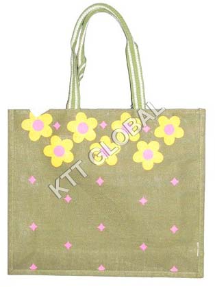 Printed Jute Shopping Bag (SB-3031), Style : Rope Handle