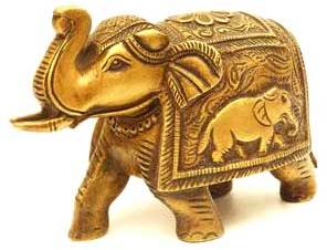 Brass Elephant Statue, Color : Yellow