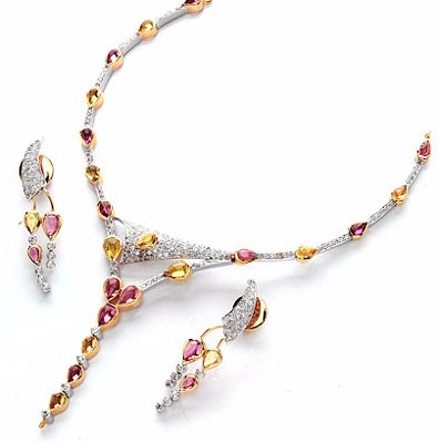 Gold Multi Gemstone Necklace - Ggneck 001