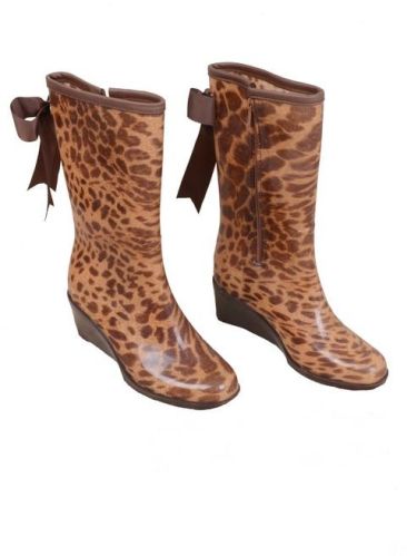 FRB-1001 LEOPARD PVC VINYL WOMEN RAIN BOOTS