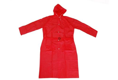 R-1056 RED PVC VINYL LONG RAIN LADIES WATERPROOF JACKETS