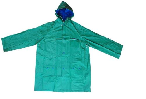 R-1057-1 GREEN BLUE REVERSIBLE PVC VINYL RAIN BEST WATERPROOF JACKET