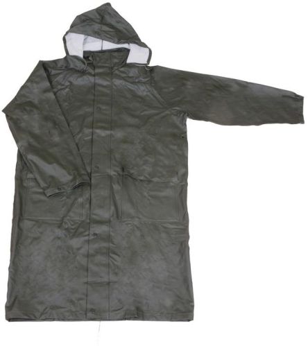 R-24017 GREEN PU LONG RAIN MENS WATERPROOF JACKETS