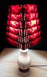 Wooden Square Pyramid Conc Table Lamp