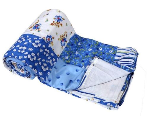Blue Floral Print Soft and Warm Micro Single Bed Blanket