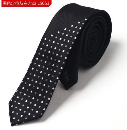 Background Black With Grey and White Blocks Polyester Woven Neck Tie