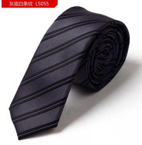 Gray Color White Stripe Polyester Wedding Ties