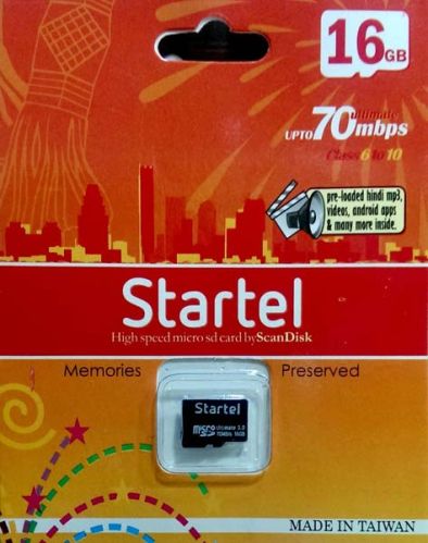 Startel Memory Card 16GB, For Camera, Laptop, Mobile, Tablet, Feature : Durable, Eco Friendly