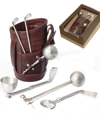 Leather Golf Bar Set