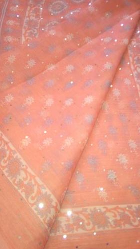 Light Orange Chamki Work Sarees