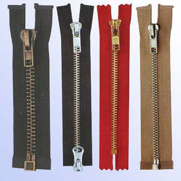 One Sided Metal Zippers, For Garments, Pattern : Plain