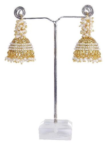 Indian Traditional Pearl Stone Small Jhumki Earrings For Women