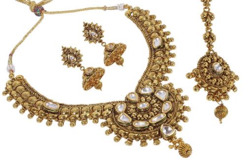 Traditional Indian Gold Plated Necklace Set, Gender : Women, Female