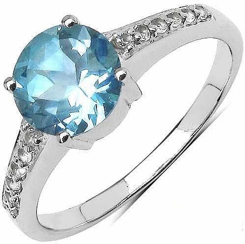 Blue Topaz CZ Gemstone Ring With 925 Sterling Silver