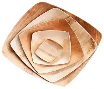 Rectangular Arecanut Leaf Plates, For Serving Food, Feature : Disposable