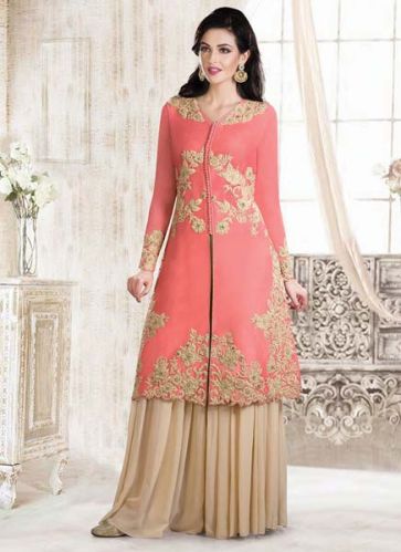 Plain Chiffon Semi Stitched Sharara Suits, Size : XL