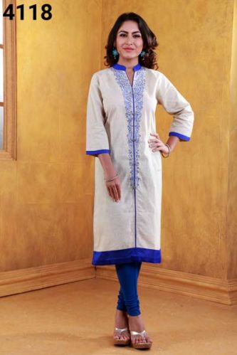 Indian Makers Ladies Cotton Kurtis, Color : White