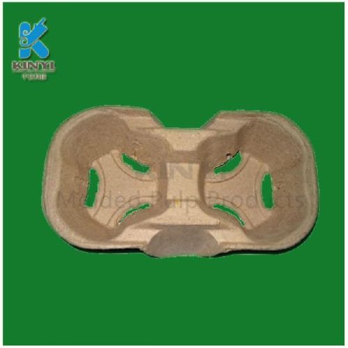 Custom Food Grade Fiber Molded Pulp Cup Carrier Tray