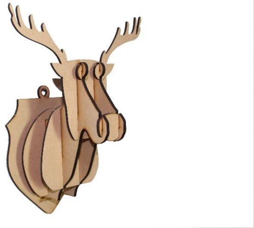 Gr8 Bunch Pine Wood Wall Mounted Animal Heads, Color : Beige