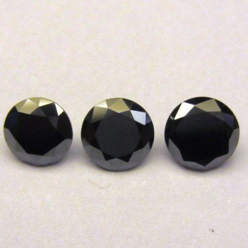 3.00 Carat Round Cut Black Diamond, Size : 6.50 Mm (Approx)