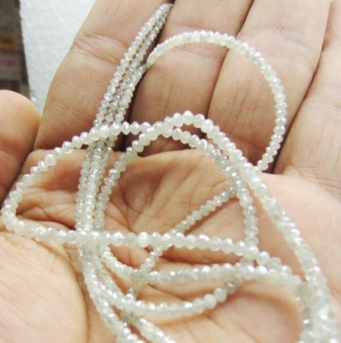 White Color Faceted Diamond Beads Necklace, Gender : Female