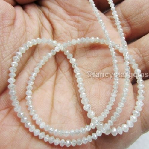 White Color Loose Faceted Diamond Beads Necklace