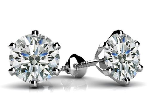White Diamond Stud Earrings
