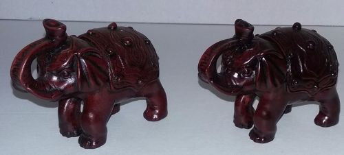 Pair Of Small Wooden Carved Elephant Home Decor Pieces