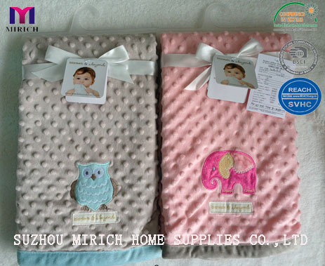 Micro Mink Bubble Embroidery Baby Receiving Blanket