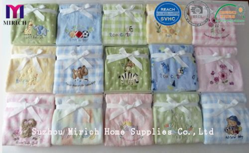 Micro Plush Soft Printed Baby Pram Blanket With Embroidery