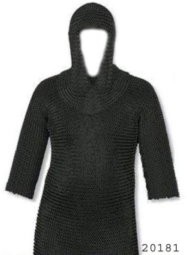 Viking Armor Chainmail With Hood Black Antique