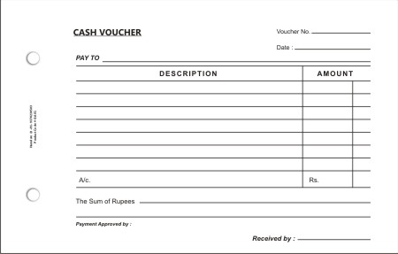 Cash Voucher Book, Size : 4.5