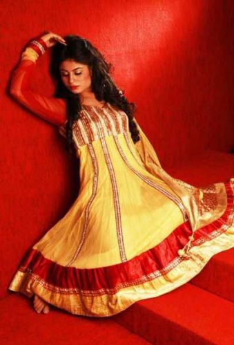 Yellow Embroidered Anarkali Suit