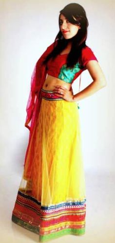 Yellow Net Lehenga Choli