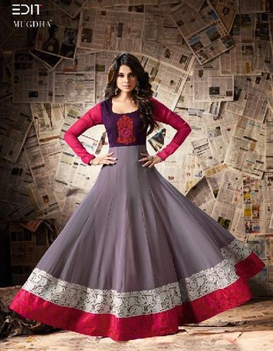 PARTY WEAR LONG ANARKALI GEORGETTE EMBROIDERED SUIT