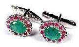 Cuff Links Ruby & Emerald