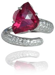 Diamond Flower Ring, Rubellite Flower Ring