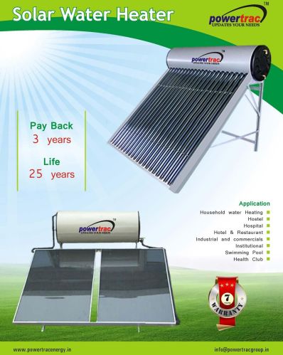 Green Powertrac Round Automatic Solar Water Heater, For Commercial, Home, Certification : CE Certified