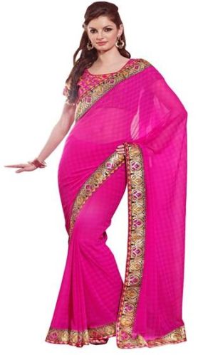 Manjula Blossom Designer Sarees, Color : Rani