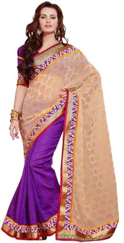 Manjula Designer Viscos Georget Saree, Color : Purple