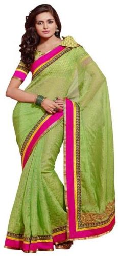 Manjula Green Exclusive Designer Suffy Net Jequared Saree