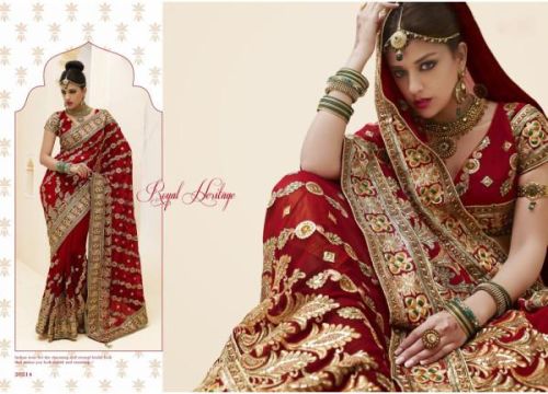 Royalegs Bridal Wear Embroidery Deep Red Saree