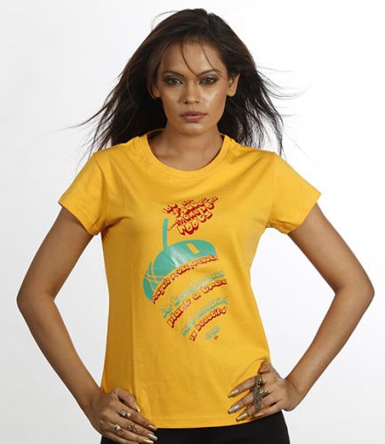 Women Yellow Apple T Shirt, Pattern : Printed