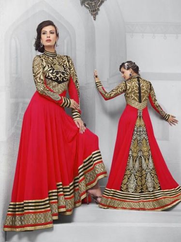 Hot Red Long Anarkali Suit