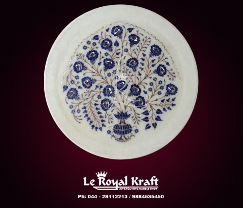 White Marble Flower Vase Design Plates