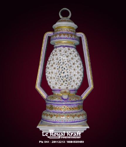 White Marble Jali Painted Lanterns